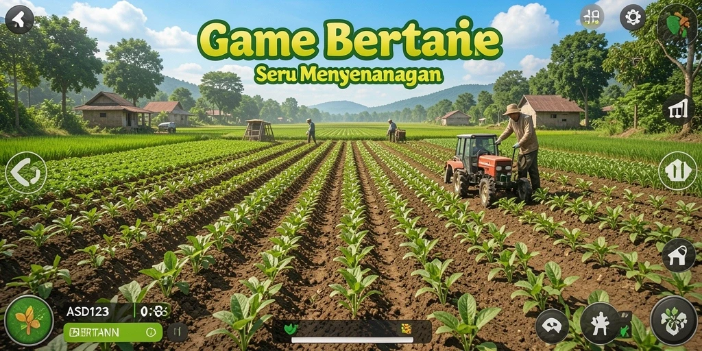 Tampilan antarmuka game bertani yang menarik dan fungsional.