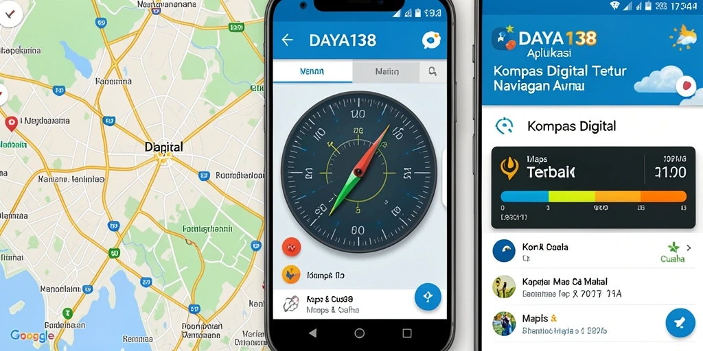 Antarmuka aplikasi Kompas Digital DAYA138 yang intuitif dan informatif.
