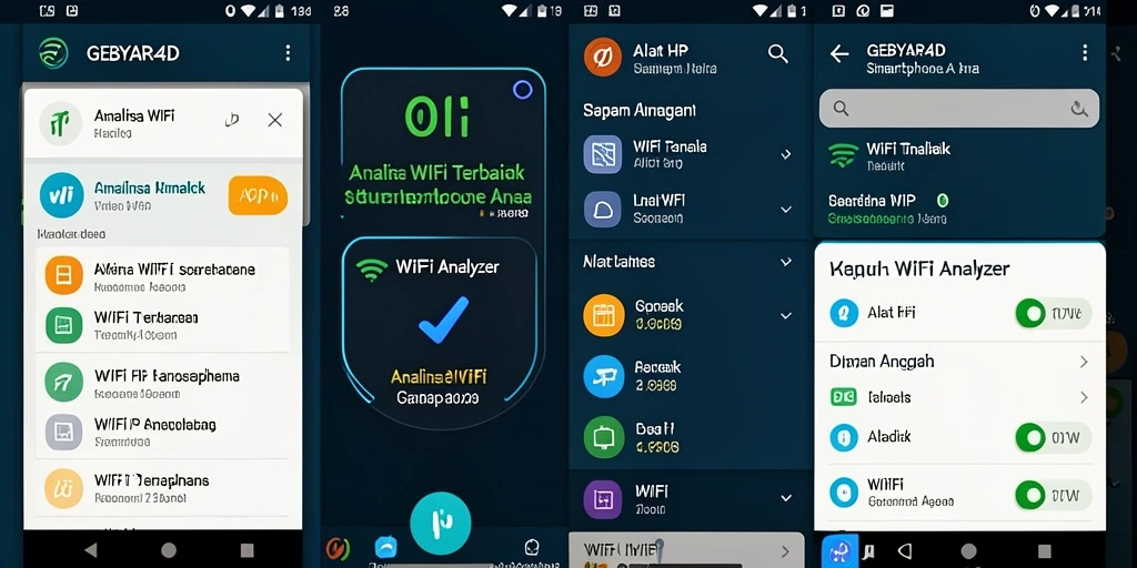 Screenshot GEBYAR4D menunjukkan analisis jaringan WiFi yang jelas dan informatif.