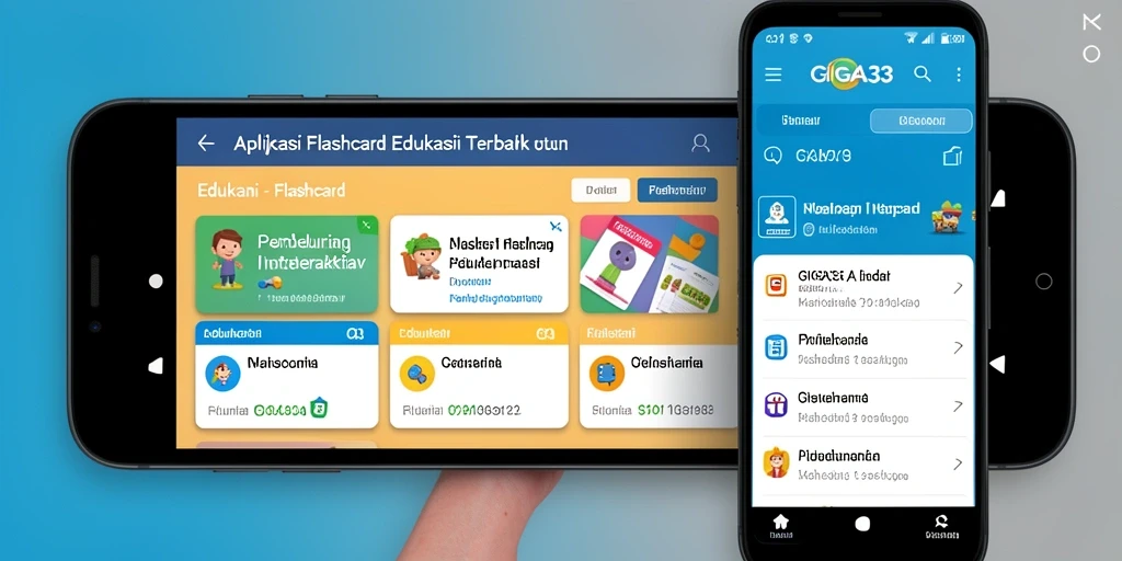 Tampilan antarmuka GIGA33 yang menarik dan intuitif untuk belajar flashcard.