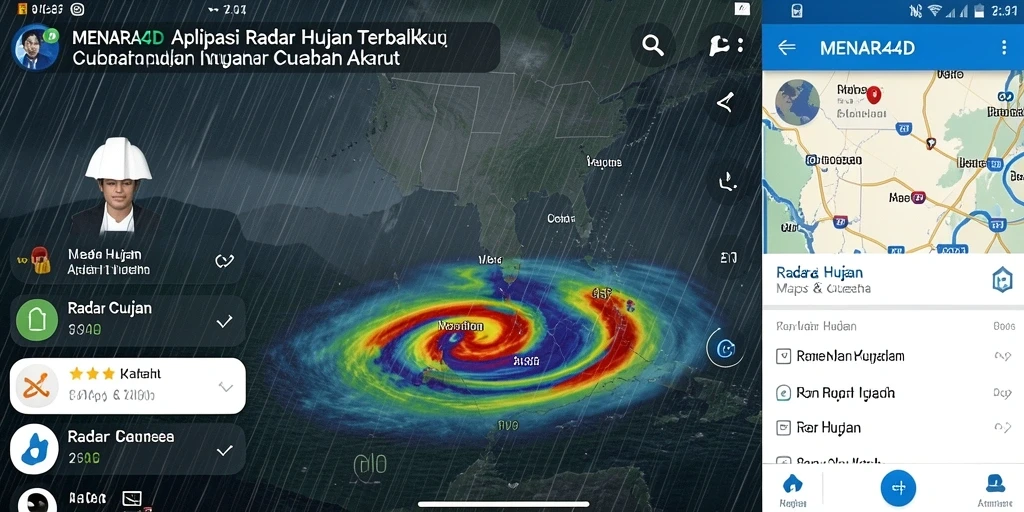 Antarmuka aplikasi MENARA4D dengan fitur Radar Hujan yang informatif.