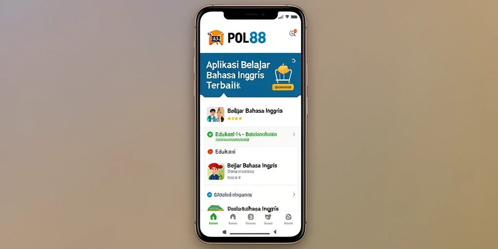 Tampilan antarmuka aplikasi POL88 saat belajar bahasa Inggris.