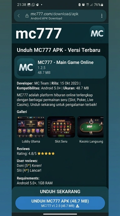 Unduh dan Instal APK mc777 untuk Android di Indonesia